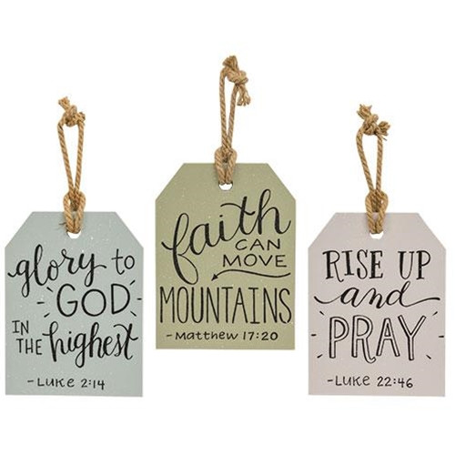 Cwi Gifts G35816 Faith Hanging Wooden Tag 3 Asstd. Pack Of 3