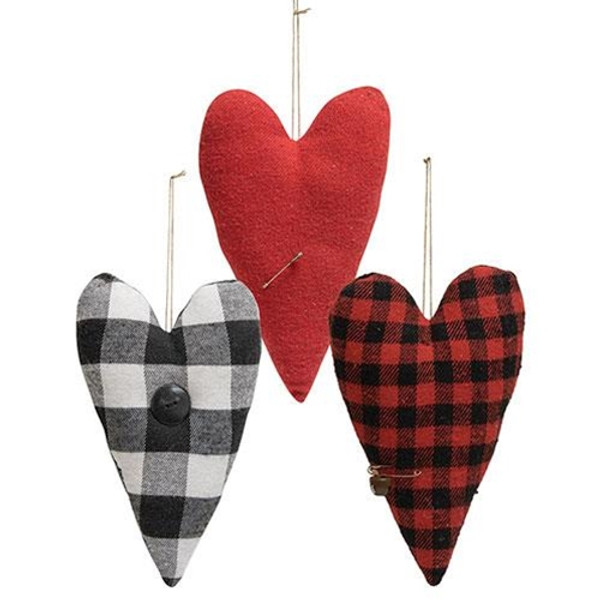 Cwi Gifts Gcs38297 Set Of 3 Felt Primitive Heart Pillow Ornaments