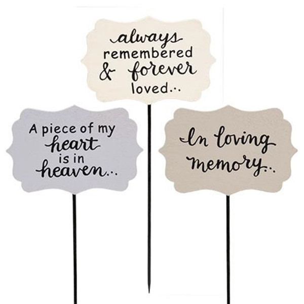Cwi Gifts G36700 In Loving Memory Plant Stake 3 Asstd. Pack Of 3