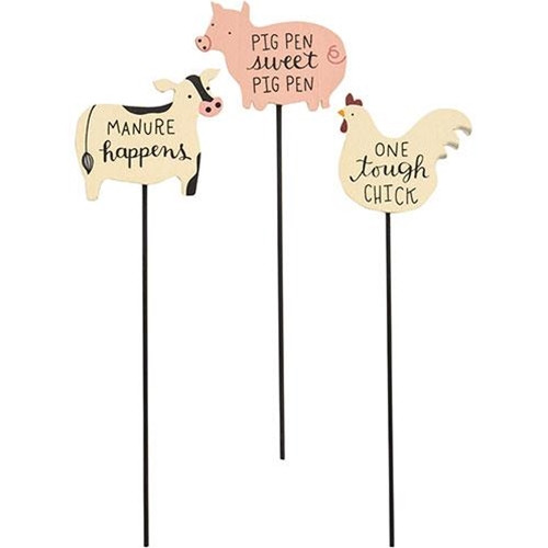 Cwi Gifts G35802 Farm Animal Plant Poke 3 Asstd. Pack Of 3