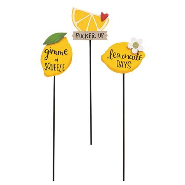 Cwi Gifts G35807 Lemon Plant Poke 3 Asstd. Pack Of 3
