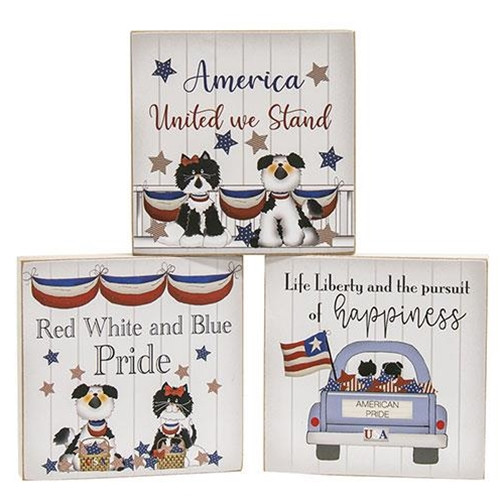 United We Stand Square Block 3 Asstd Pack Of 3 G36091 By Cwi Gifts