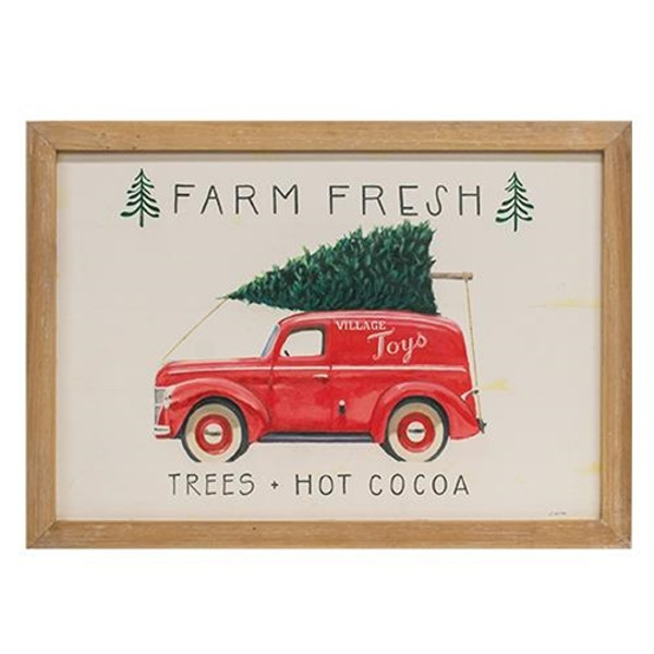 Village Toys Farm Fresh Christmas Trees Wood Sign G65286 By Cwi Gifts