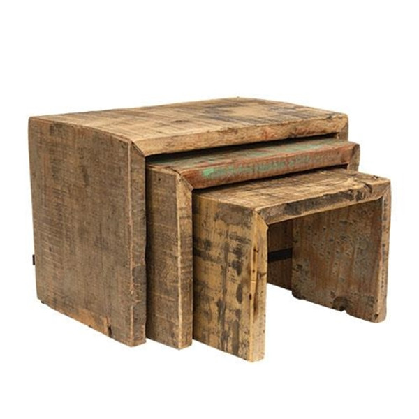 Set Of 3 Reclaimed Wood Nesting Risers Gap01 By Cwi Gifts
