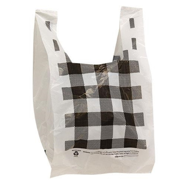 Black White Buffalo Check Plastic Bags 15X7X4 100 Pkg Gbwplaidtss By Cwi Gifts