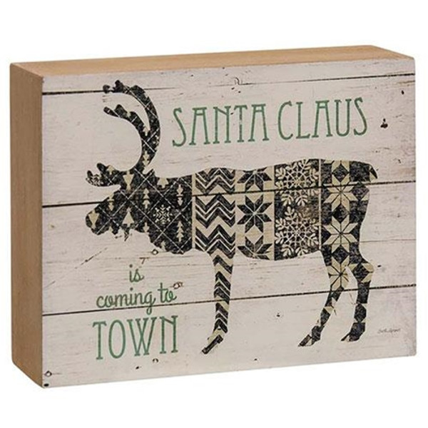Santa Claus Nordic Reindeer Box Sign Geas4065 By Cwi Gifts