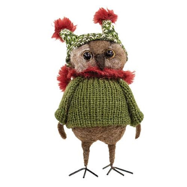 Cwi Gifts Gqht4190 Cozy Sweater Owl Felted Ornament