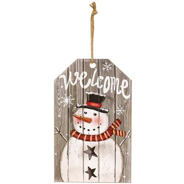 Cwi Gifts Gwxn13925 Welcome Snowman Wood Tag Ornament