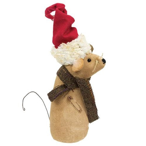 Cwi Gifts G91097 Stuffed Primitive Mouse In Santa Hat