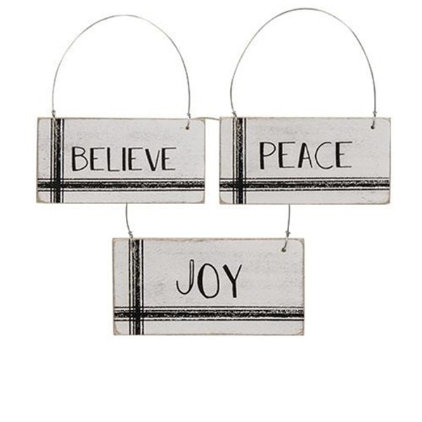 Cwi Gifts G91120 Black White Stripe Holiday Word Ornament 3 Assorted Pack Of 3