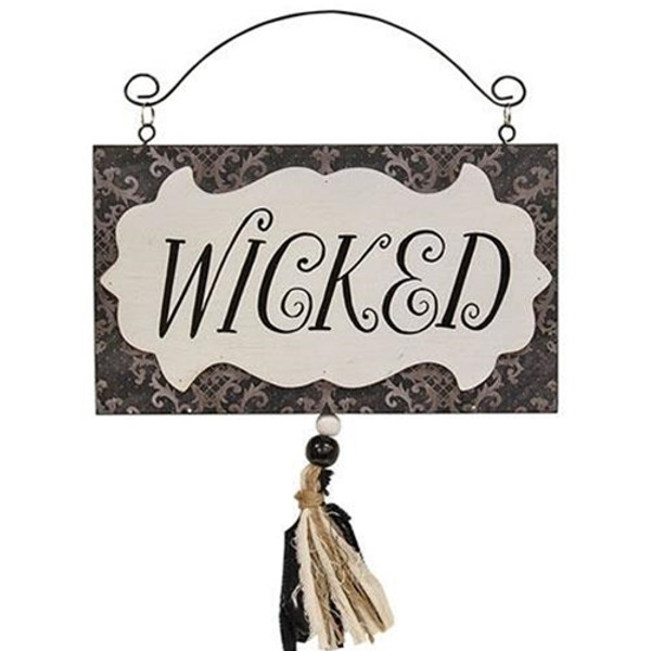 Cwi Gifts Ghy04028 Wicked Damask Wood Hanging Sign