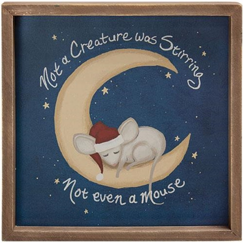 Cwi Gifts G36286 Not A Creature Was Stirring Mouse On The Moon Framed Sign