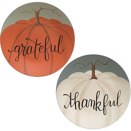 Cwi Gifts G36711 Thankful Pumpkin Plate 2 Assorted Pack Of 2