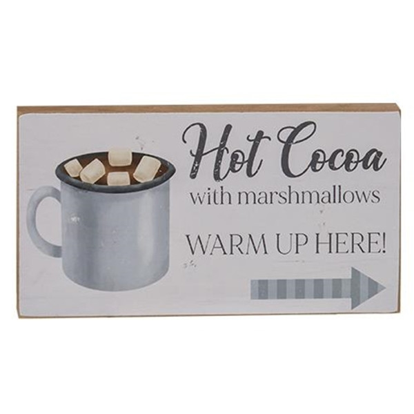 Cwi Gifts G36799 Hot Cocoa With Marshmallows Block Sign