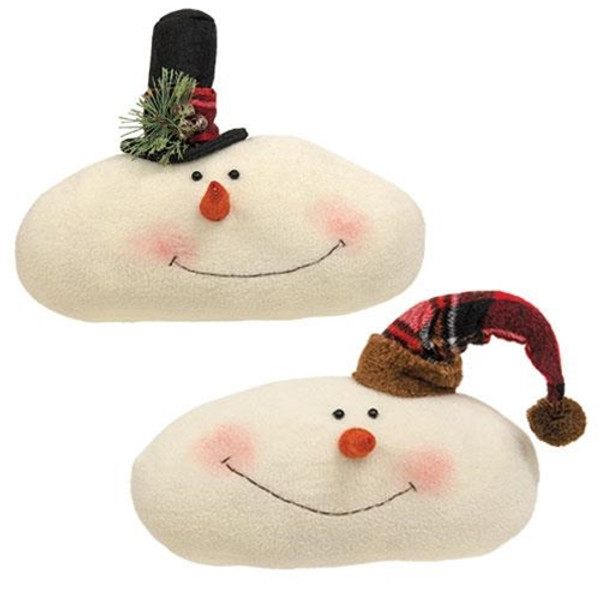 Cwi Gifts Gdxq261422A Winter Tartan Snowman Head 2 Assorted Pack Of 2