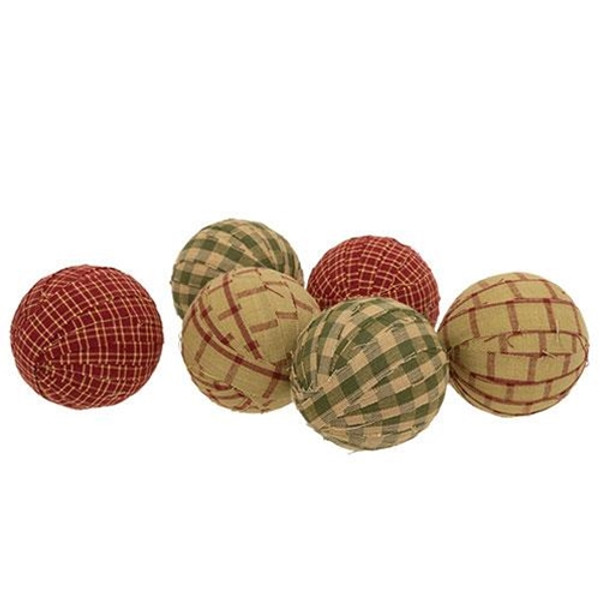 Cwi Gifts G15651 Set Of 6 Primitive Gingham Rag Balls