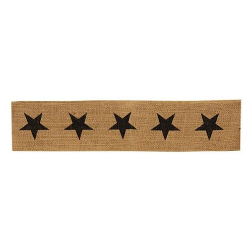 Cwi Gifts G15683 Black Star Burlap Ribbon