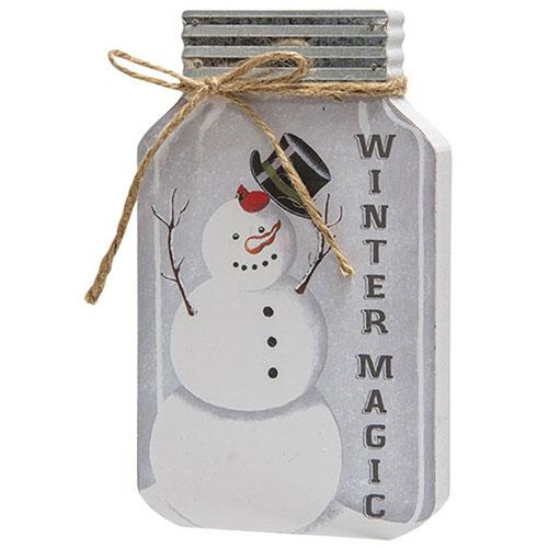 Cwi Gifts G36192 Winter Magic Snowman Chunky Mason Jar Sitter