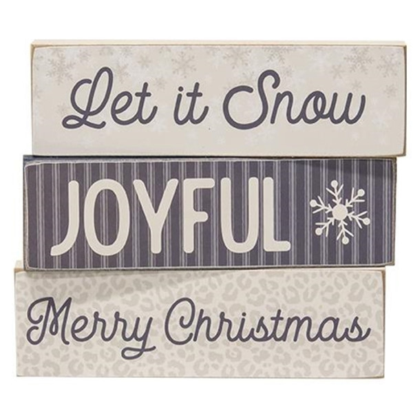 Cwi Gifts G36265 Let It Snow Skinny Block 3 Assorted Pack Of 3