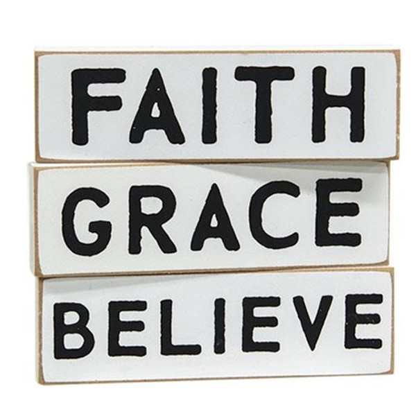 Cwi Gifts G36340 Faith Grace Believe Skinny Block 3 Assorted Pack Of 3