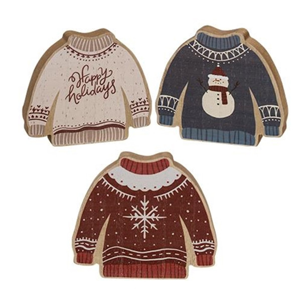 Cwi Gifts G36341 Christmas Sweater Chunky Sitter 3 Assorted Pack Of 3