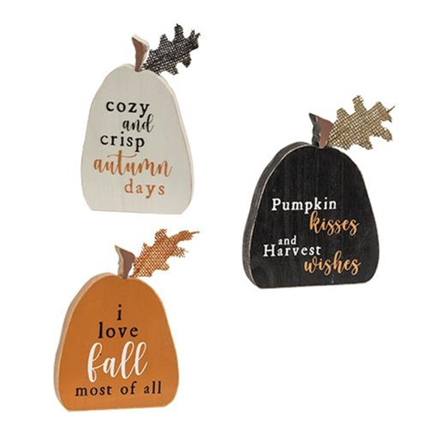 Cwi Gifts G36360 Set Of 3 Rustic Fall Words Pumpkin Blocks