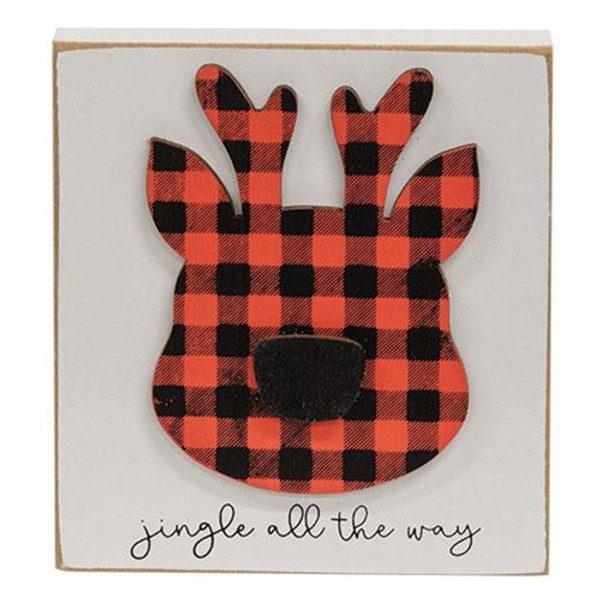 Cwi Gifts G36447 Jingle All The Way Plaid Reindeer Block