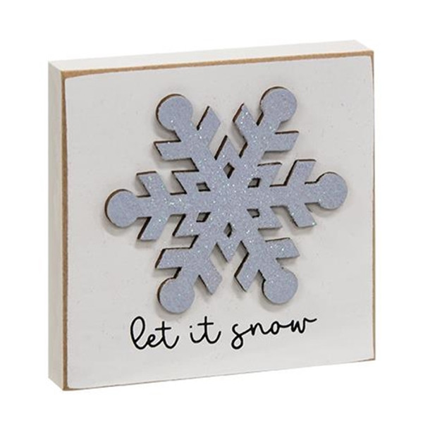 Cwi Gifts G36450 Let It Snow Snowflake Block