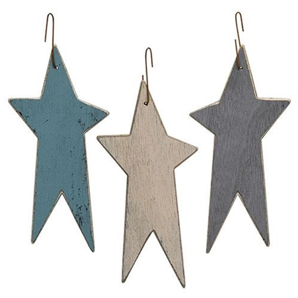 Cwi Gifts G36630 Set Of 3 Farmhouse Colors Primitive Star Ornaments