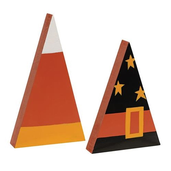 Cwi Gifts G36687 Set Of 2 Witch Hat Candy Corn Chunky Sitters