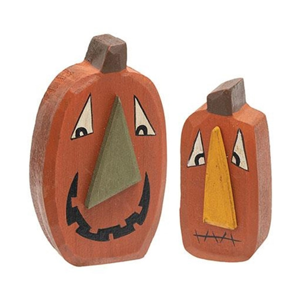 Cwi Gifts G36761 Set Of 2 Funny Face Chunky Jack O Lantern Sitters