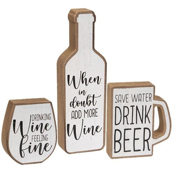 Cwi Gifts G36872 Set Of 3 Distressed Wooden When In Doubt Blocks