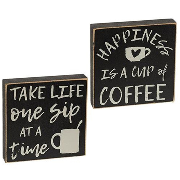 Cwi Gifts G36913 One Sip At A Time Square Block 2 Assorted Pack Of 2
