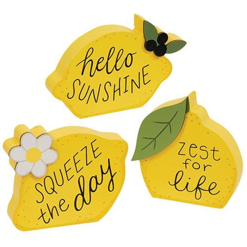 Cwi Gifts G36917 Set Of 3 Lemon Sayings Chunky Sitters