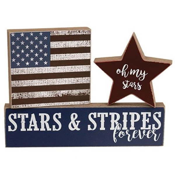 Cwi Gifts G37042 Set Of 3 Stars Stripes Forever Blocks