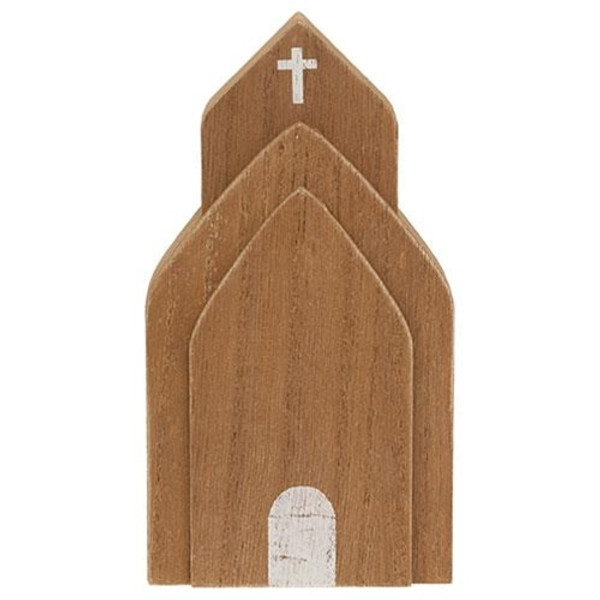 Cwi Gifts G37058 Layered Antiqued Wooden Church Sitter