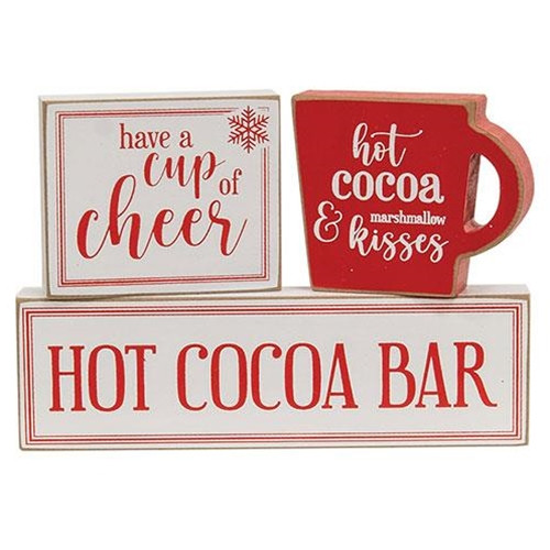 Cwi Gifts G37154 Set Of 3 Hot Cocoa Bar Blocks