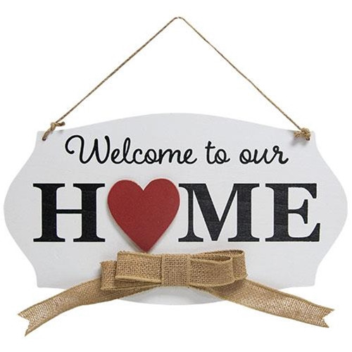 Cwi Gifts G37531 Welcome To Our Home Hanging Wood Sign With 6 Magnets