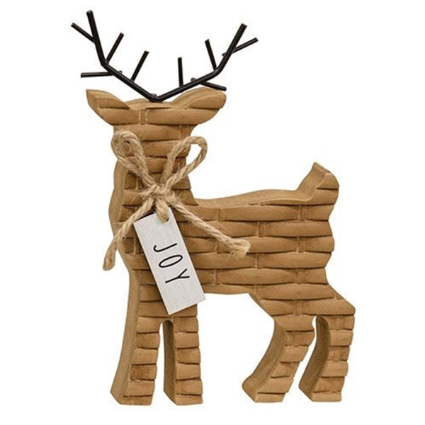 Cwi Gifts G91151 Woodland Brown Basketweave Deer Wood Sitter