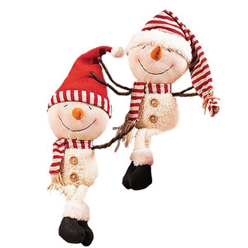 Cwi Gifts Gadc2633 Dangle Leg Plush Big Head Snowman 2 Assorted Pack Of 2
