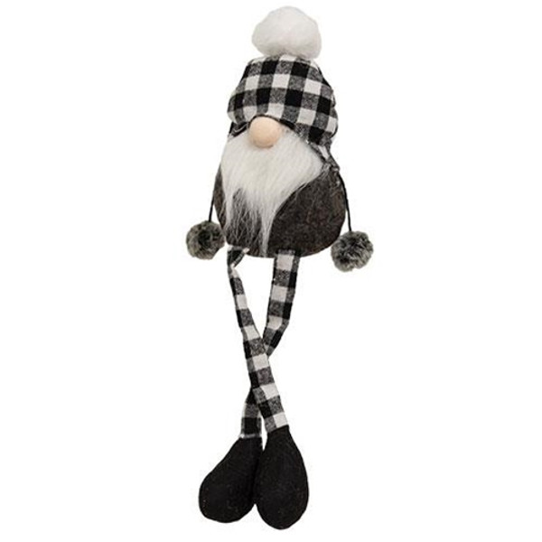 Cwi Gifts Gadc4299 Black White Buffalo Check Beanie Dangle Leg Gnome