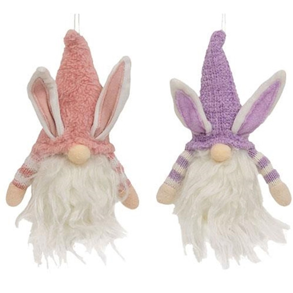 Cwi Gifts Gadc5052 Striped Gnome Easter Bunny Ornament 2 Assorted Pack Of 2