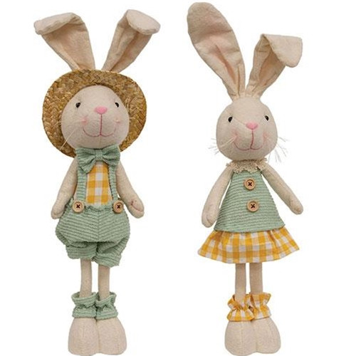 Cwi Gifts Gadc5054 Mr. Or Mrs. Spring Gingham Bunny 2 Assorted Pack Of 2
