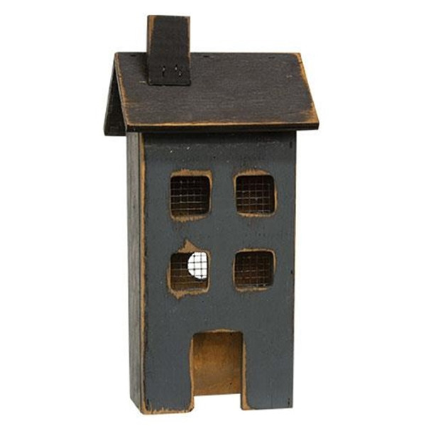 Cwi Gifts Gbh26 Distressed Wooden Medium Blue Light Up House