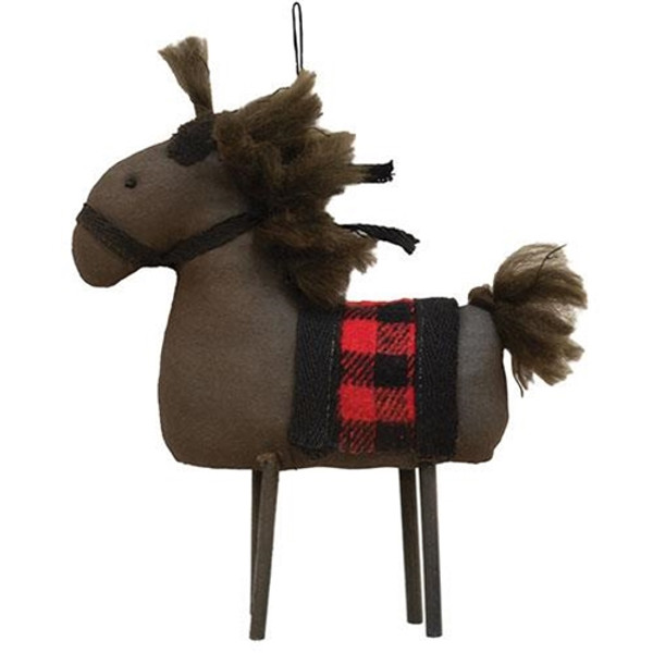 Cwi Gifts Gcs38515 Buffalo Check Horse Ornament