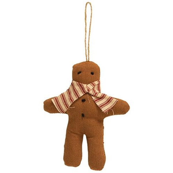 Cwi Gifts Gcs38635 Gingerbread With Ticking Stripe Scarf Fabric Ornament