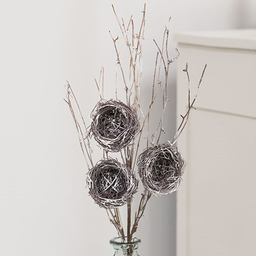 Cwi Gifts Snow Fallen Branch With Birdnest 34 F824271