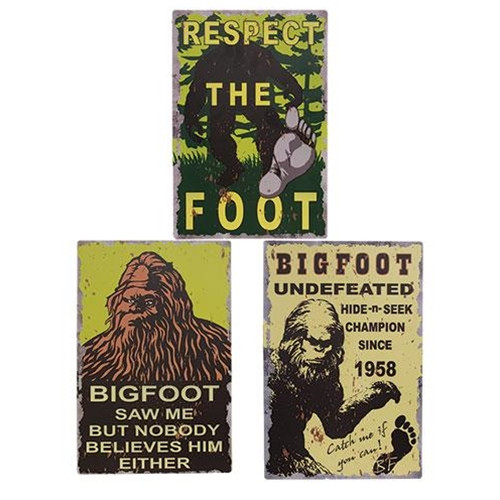 Cwi Gifts Bigfoot Tin Sign 3 Assorted Pack Of 3 G20485