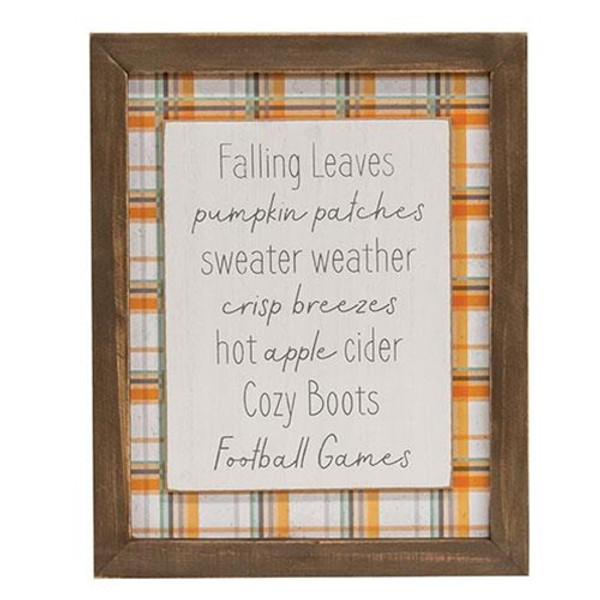 Cwi Gifts Fall Words Plaid Easel Sign G37281