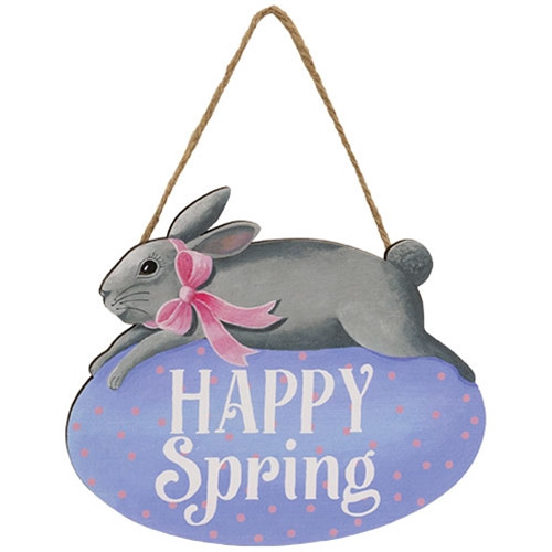 Cwi Gifts Happy Spring Bunny On Egg Hanger G37598